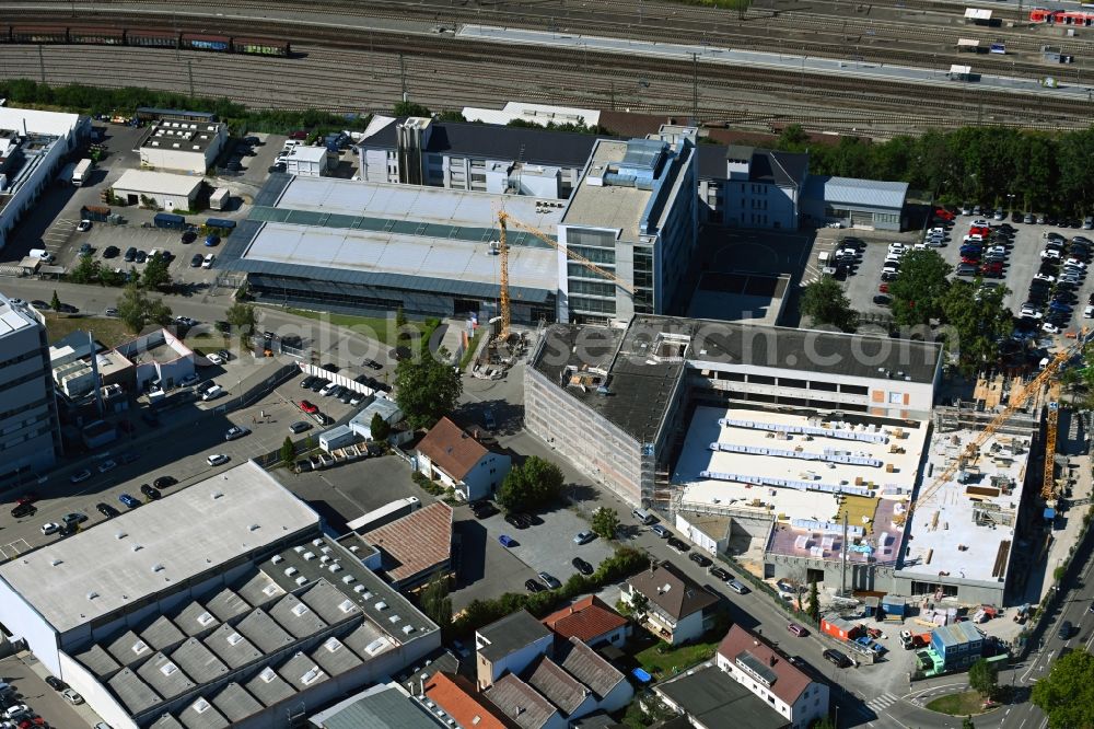 Bietigheim-Bissingen from above - Extension - new building - construction site on the factory premises on Laiernstrasse - Industriestrasse in Bietigheim-Bissingen in the state Baden-Wuerttemberg, Germany