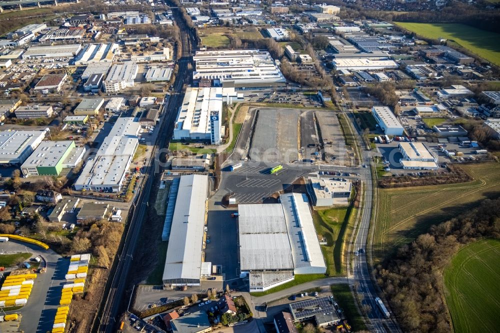 Hagen from above - Extension - new building - construction site on the factory premises der Albrecht Zwick GmbH on Bandstahlstrasse in Hagen at Ruhrgebiet in the state North Rhine-Westphalia, Germany