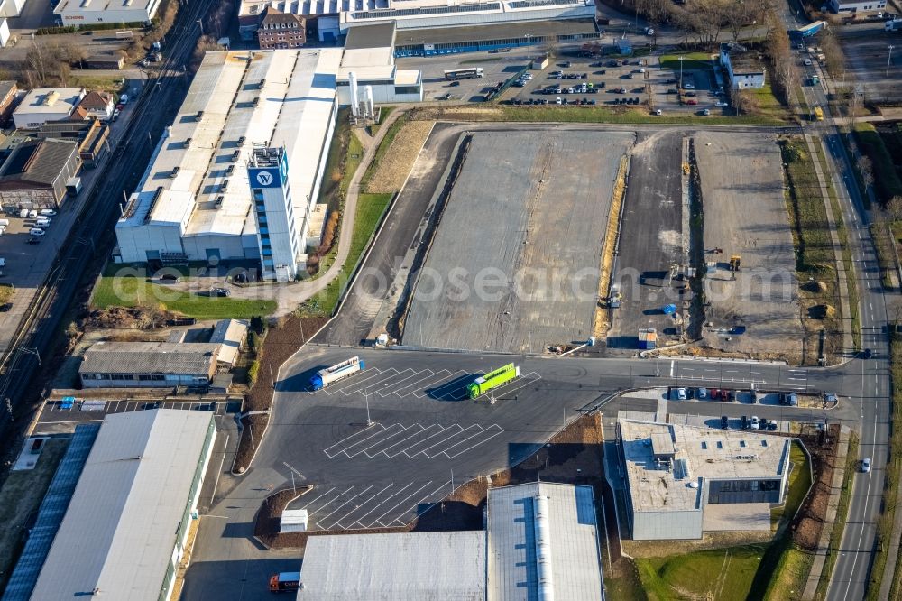 Hagen from the bird's eye view: Extension - new building - construction site on the factory premises der Albrecht Zwick GmbH on Bandstahlstrasse in Hagen at Ruhrgebiet in the state North Rhine-Westphalia, Germany