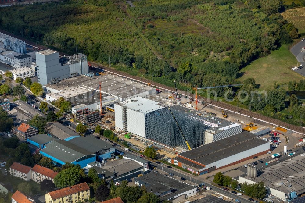 Witten from the bird's eye view: Extension - new building - construction site on the factory premises of Ardex GmbH in Witten in the state North Rhine-Westphalia, Germany