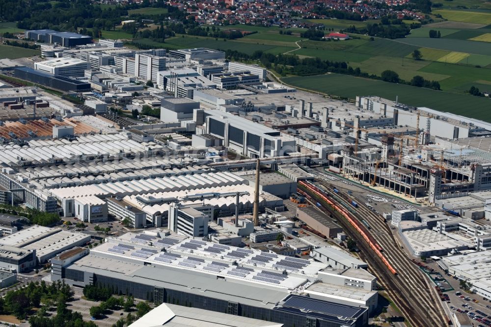 Ingolstadt from above - Extension - new building - construction site on the factory premises of AUDI AG in Ingolstadt in the state Bavaria, Germany