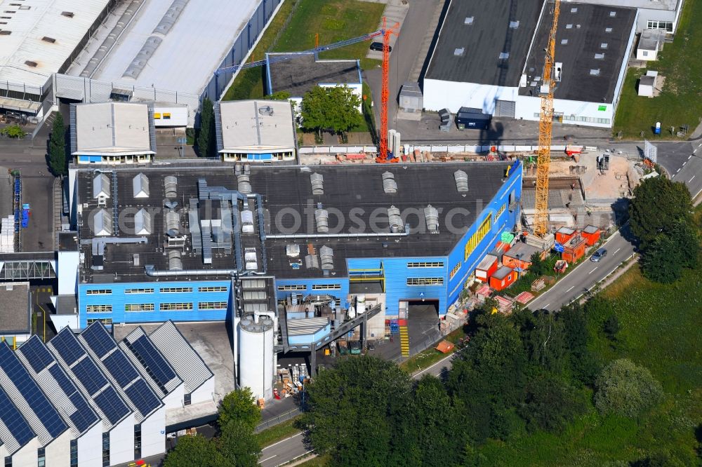 Aerial photograph Baden-Baden - Extension - new building - construction site on the factory premises of Baden-Chemie GmbH on Schneidweg in Baden-Baden in the state Baden-Wuerttemberg, Germany