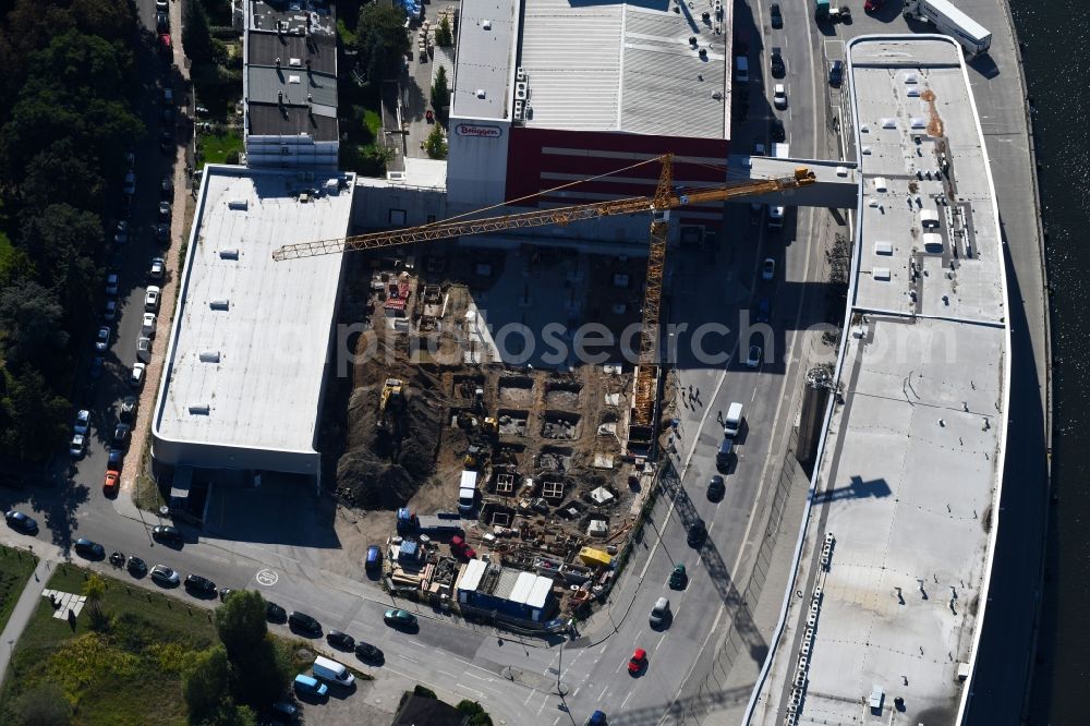 Lübeck from above - Extension - new building - construction site on the factory premises H. & J. Brueggen KG on Gertrudenstrasse in the district Sankt Gertrud in Luebeck in the state Schleswig-Holstein, Germany