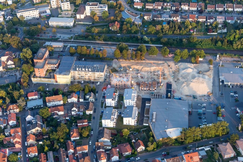 Nieder-Olm from the bird's eye view: Extension - new building - construction site on the factory premises of Eckes-Granini Deutschland GmbH in Nieder-Olm in the state Rhineland-Palatinate, Germany