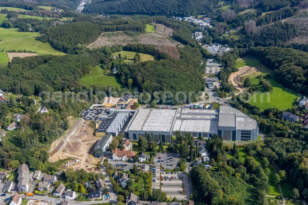 Aerial image Ennepetal - Extension - new building - construction site for a new headquarters in the buildings and production halls of the Ferdinand Bilstein factory on Wilhelmstrasse in Ennepetal in the state North Rhine-Westphalia, Germany