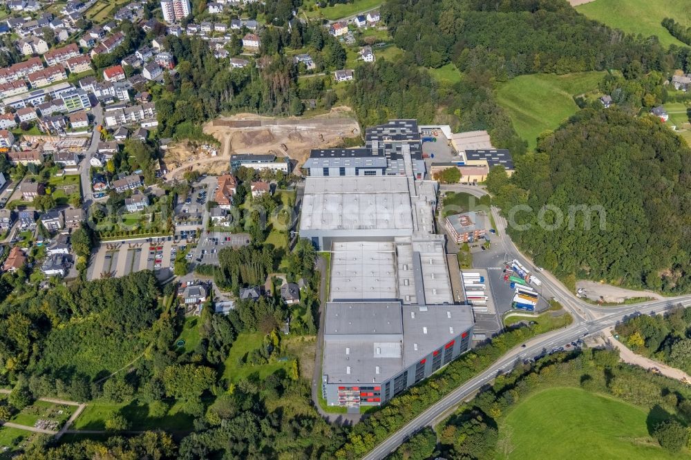 Aerial photograph Ennepetal - Extension - new building - construction site for a new headquarters in the buildings and production halls of the Ferdinand Bilstein factory on Wilhelmstrasse in Ennepetal in the state North Rhine-Westphalia, Germany