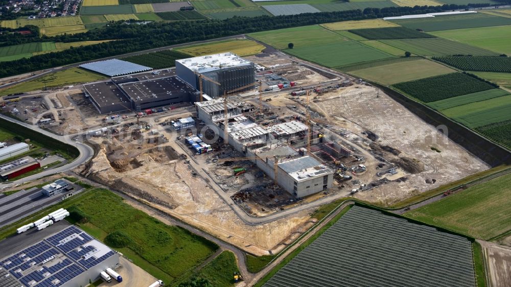 Grafschaft from above - Extension - new building - construction site on the factory premises of Haribo GmbH in Grafschaft in the state Rhineland-Palatinate, Germany