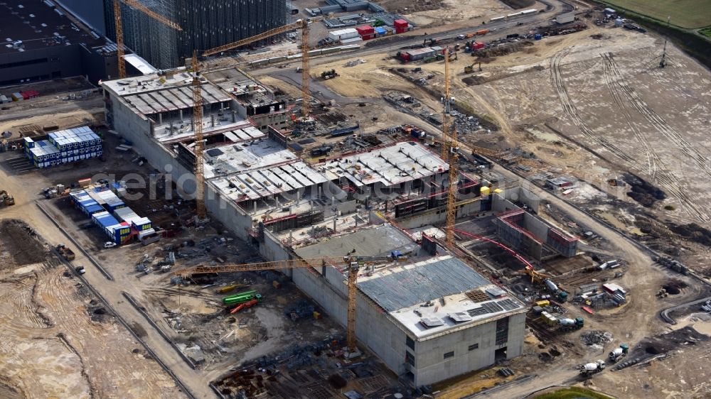 Grafschaft from the bird's eye view: Extension - new building - construction site on the factory premises of Haribo GmbH in Grafschaft in the state Rhineland-Palatinate, Germany