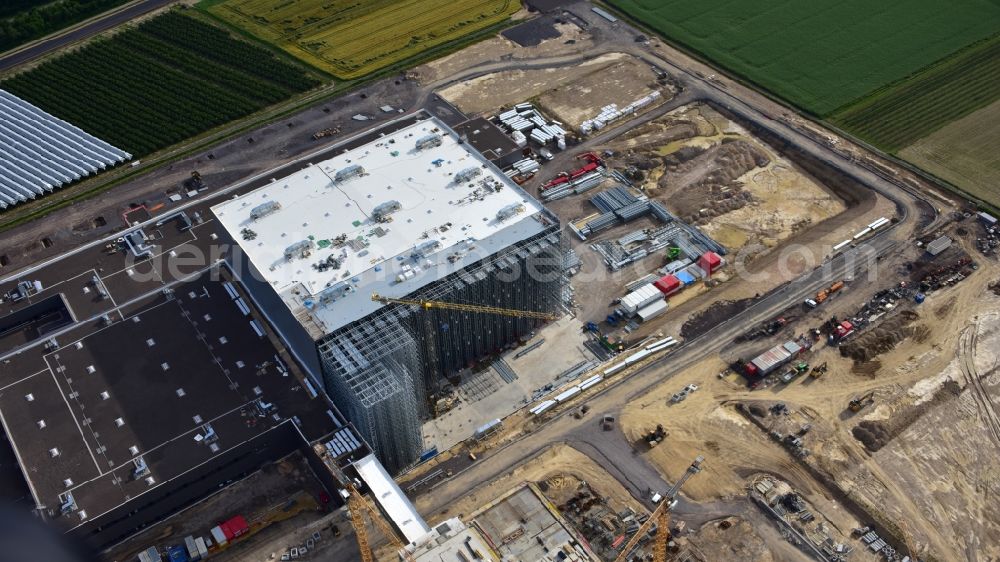 Grafschaft from above - Extension - new building - construction site on the factory premises of Haribo GmbH in Grafschaft in the state Rhineland-Palatinate, Germany