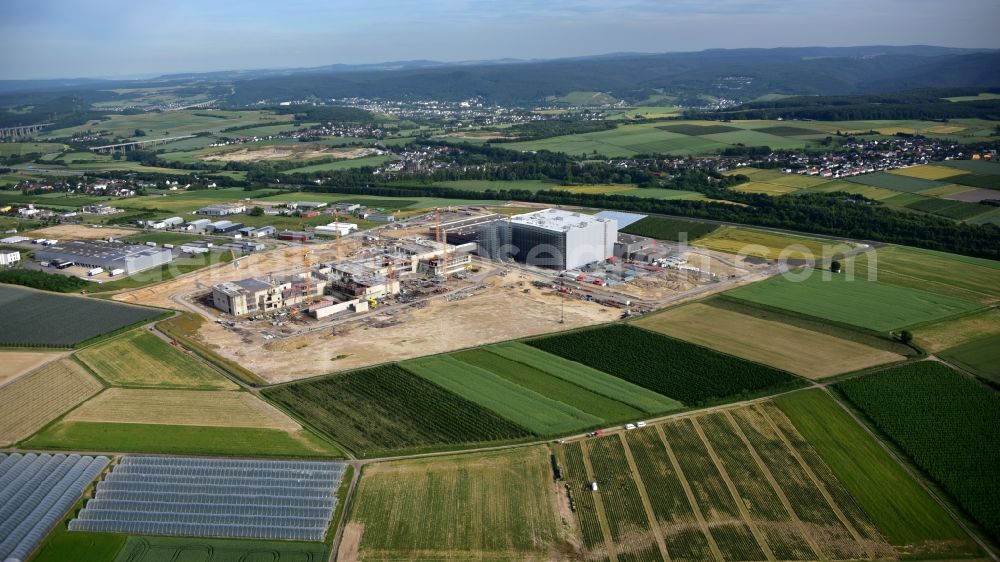 Grafschaft from the bird's eye view: Extension - new building - construction site on the factory premises of Haribo GmbH in Grafschaft in the state Rhineland-Palatinate, Germany