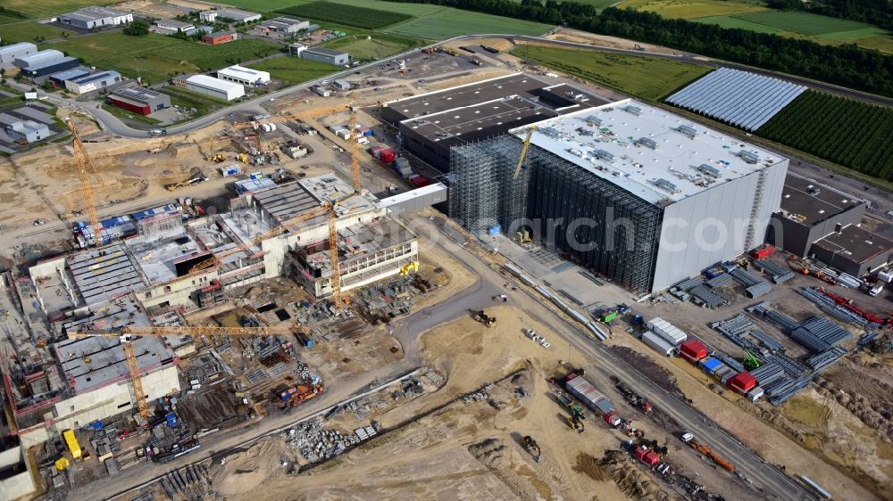 Grafschaft from the bird's eye view: Extension - new building - construction site on the factory premises of Haribo GmbH in Grafschaft in the state Rhineland-Palatinate, Germany