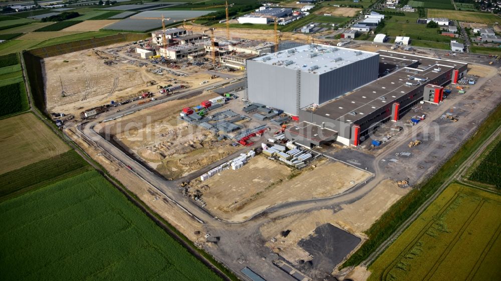 Grafschaft from above - Extension - new building - construction site on the factory premises of Haribo GmbH in Grafschaft in the state Rhineland-Palatinate, Germany