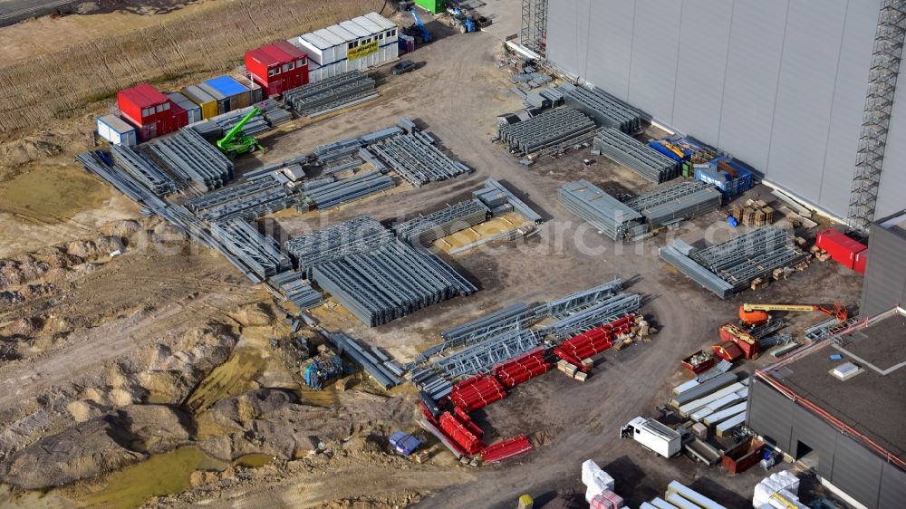 Grafschaft from the bird's eye view: Extension - new building - construction site on the factory premises of Haribo GmbH in Grafschaft in the state Rhineland-Palatinate, Germany