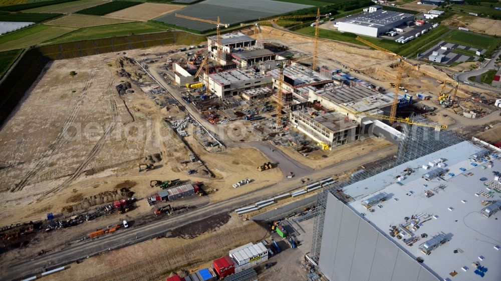 Aerial photograph Grafschaft - Extension - new building - construction site on the factory premises of Haribo GmbH in Grafschaft in the state Rhineland-Palatinate, Germany