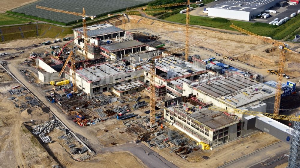 Grafschaft from above - Extension - new building - construction site on the factory premises of Haribo GmbH in Grafschaft in the state Rhineland-Palatinate, Germany