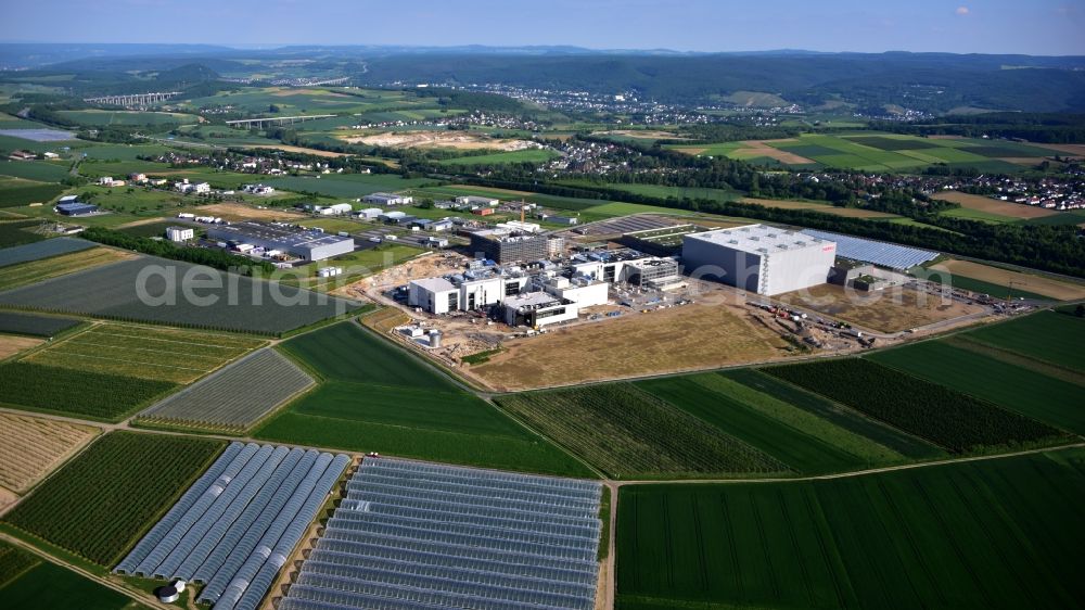 Aerial photograph Grafschaft - Extension - new building - construction site on the factory premises of Haribo GmbH in Grafschaft in the state Rhineland-Palatinate, Germany