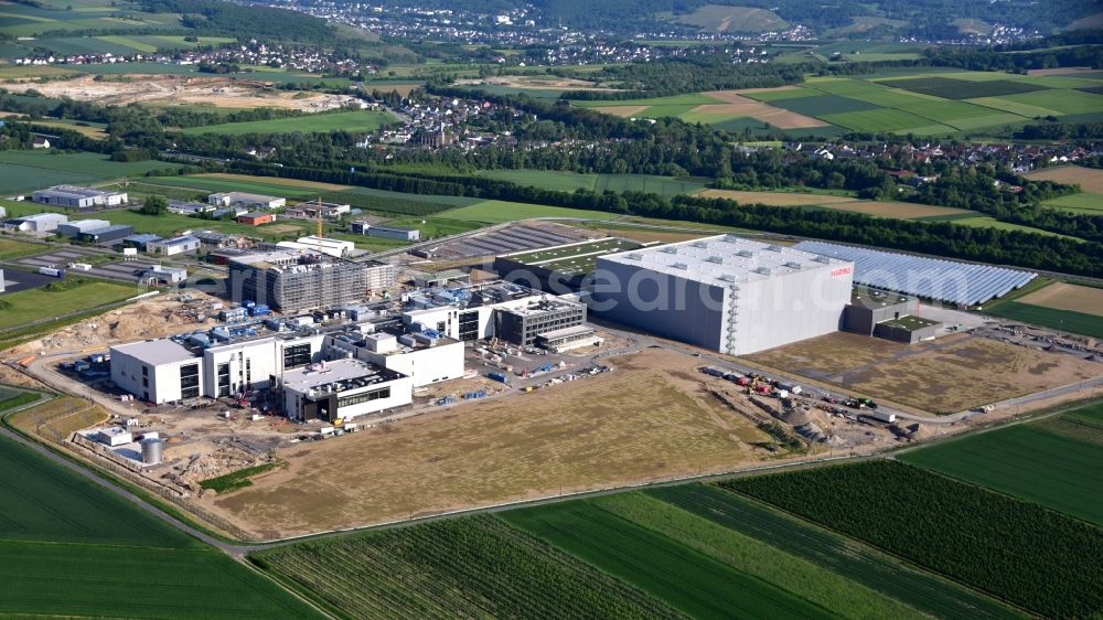 Grafschaft from above - Extension - new building - construction site on the factory premises of Haribo GmbH in Grafschaft in the state Rhineland-Palatinate, Germany