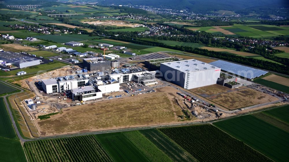 Aerial photograph Grafschaft - Extension - new building - construction site on the factory premises of Haribo GmbH in Grafschaft in the state Rhineland-Palatinate, Germany