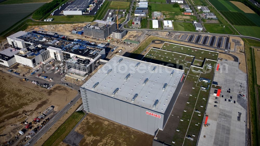 Aerial image Grafschaft - Extension - new building - construction site on the factory premises of Haribo GmbH in Grafschaft in the state Rhineland-Palatinate, Germany