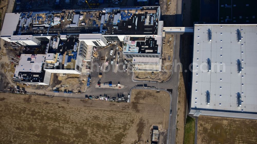 Aerial photograph Grafschaft - Extension - new building - construction site on the factory premises of Haribo GmbH in Grafschaft in the state Rhineland-Palatinate, Germany