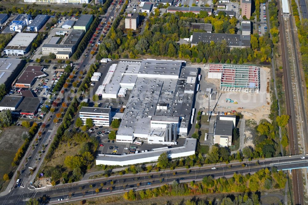 Aerial photograph Berlin - Extension - new building - construction site on the factory premises of Harry-Brot GmbH on Wolfener Strasse in the district Marzahn in Berlin, Germany