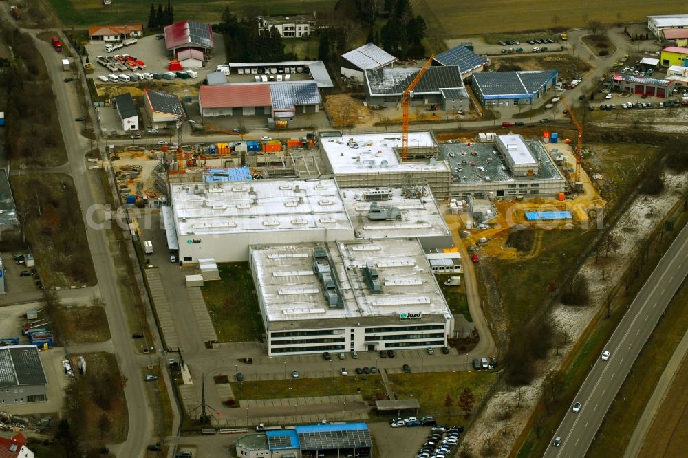 Aerial image Aichach - Extension - new building - construction site on the factory premises of Julius Zorn GmbH on Industriestrasse - Ludwig-Erhard-Strasse in Aichach in the state Bavaria, Germany