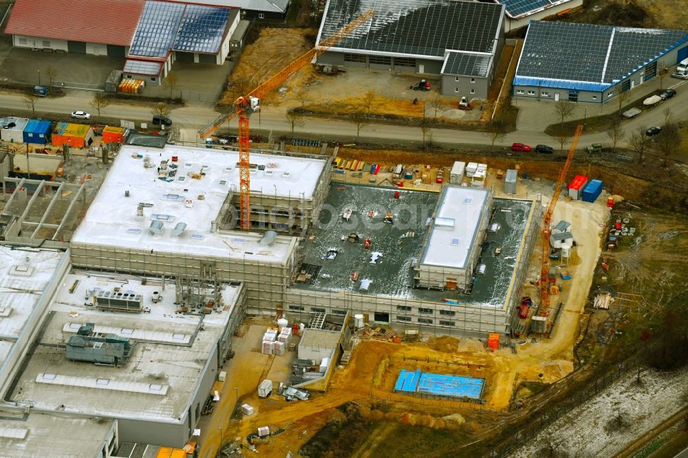 Aichach from above - Extension - new building - construction site on the factory premises of Julius Zorn GmbH on Industriestrasse - Ludwig-Erhard-Strasse in Aichach in the state Bavaria, Germany