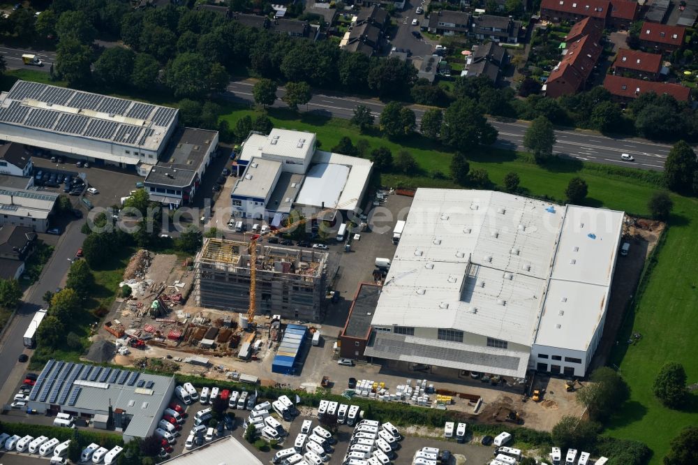 Aerial image Wesseling - Extension - new building - construction site on the factory premises LHD Group Deutschland GmbH in Wesseling in the state North Rhine-Westphalia, Germany