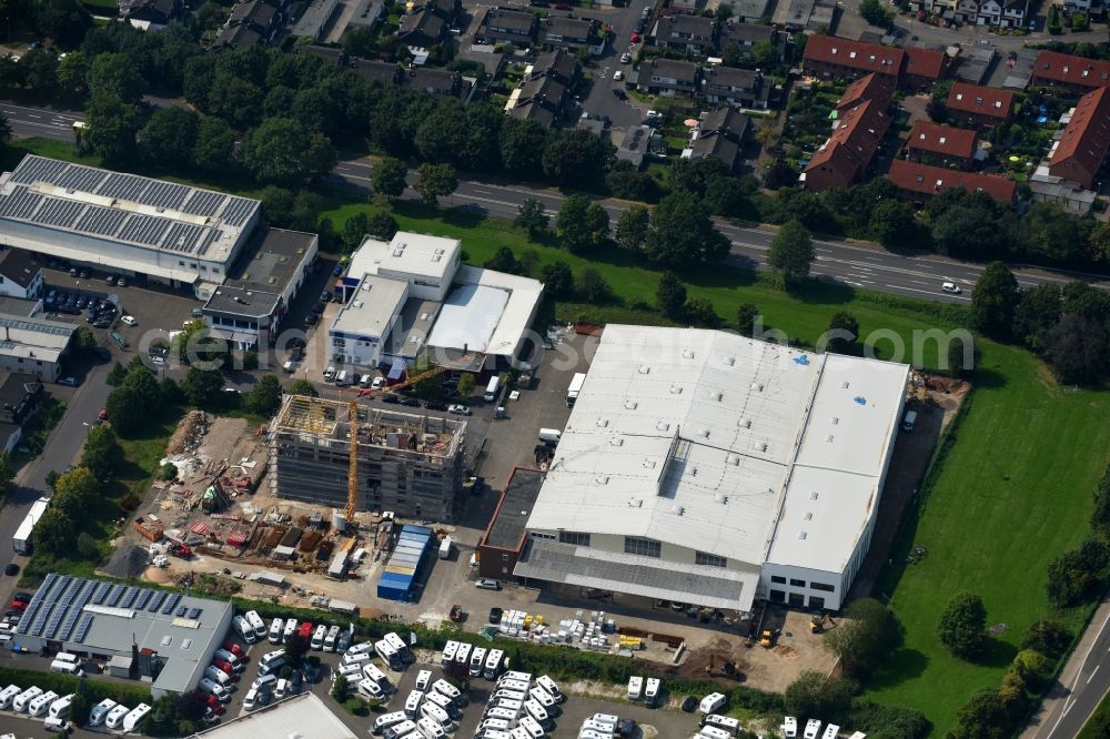 Aerial photograph Wesseling - Extension - new building - construction site on the factory premises LHD Group Deutschland GmbH in Wesseling in the state North Rhine-Westphalia, Germany