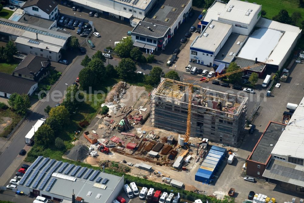 Wesseling from above - Extension - new building - construction site on the factory premises LHD Group Deutschland GmbH in Wesseling in the state North Rhine-Westphalia, Germany