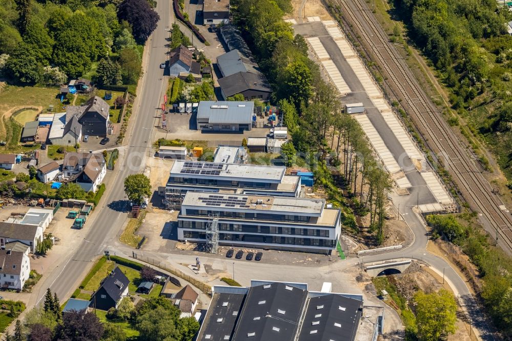 Aerial image Kirchhundem - Extension - new building - construction site on the factory premises of MENNEKES Elektrotechnik GmbH & Co. KG in the district Welschen-Ennest in Kirchhundem in the state North Rhine-Westphalia, Germany