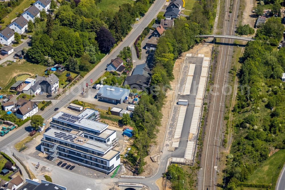 Aerial photograph Kirchhundem - Extension - new building - construction site on the factory premises of MENNEKES Elektrotechnik GmbH & Co. KG in the district Welschen-Ennest in Kirchhundem in the state North Rhine-Westphalia, Germany