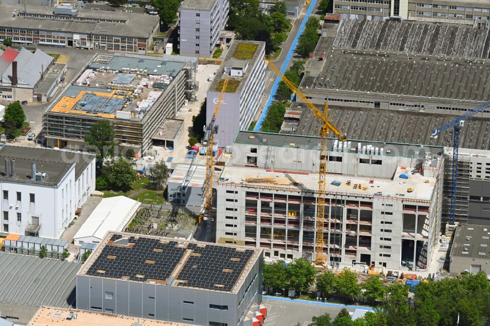 Aerial image München - Extension - new building - construction site on the factory premises MTU Aero Engines - Testzentrum in the district Allach-Untermenzing in Munich in the state Bavaria, Germany