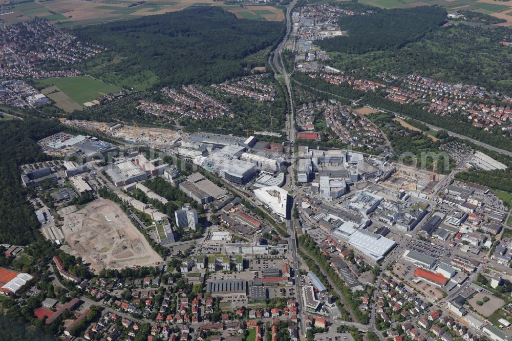 Aerial image Stuttgart - Extension - new building - construction site on the factory premises of Porsche Deutschland GmbH on Otto-Duerr-Strasse in the district Zuffenhausen in Stuttgart in the state Baden-Wurttemberg, Germany