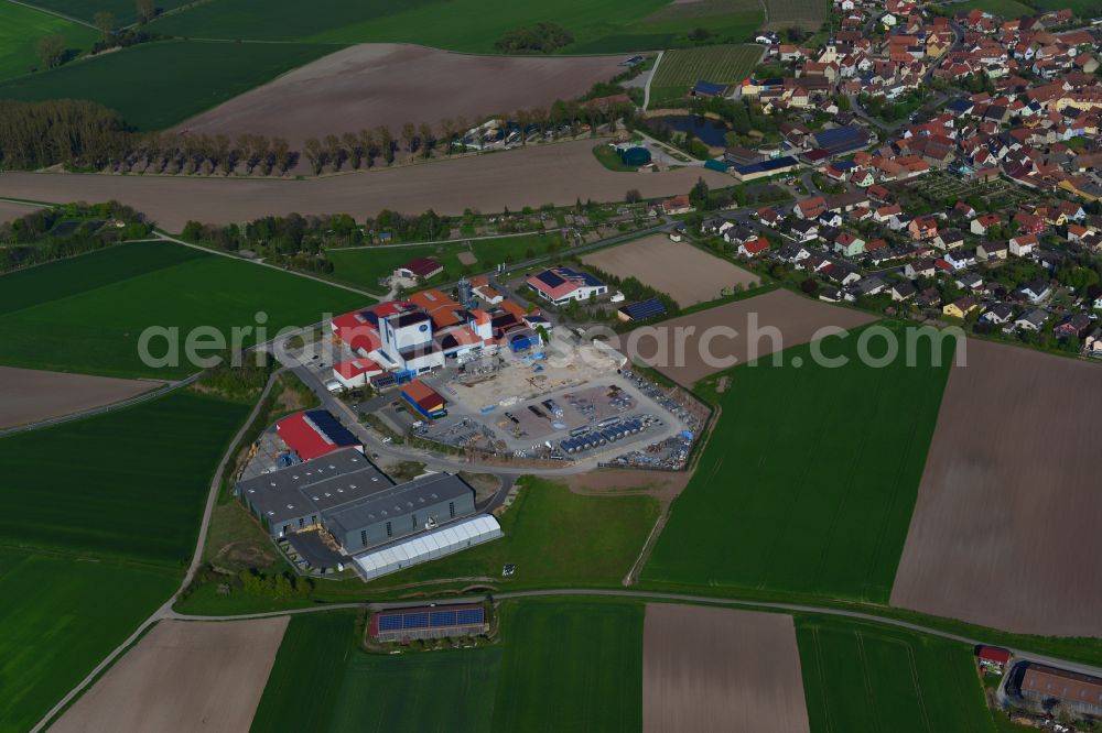 Aerial photograph Wiesenbronn - Extension - new building - construction site for the new construction of the second production hall on the factory premises of M. Roth GmbH & Co. KG in Wiesenbronn in the state Bavaria, Germany