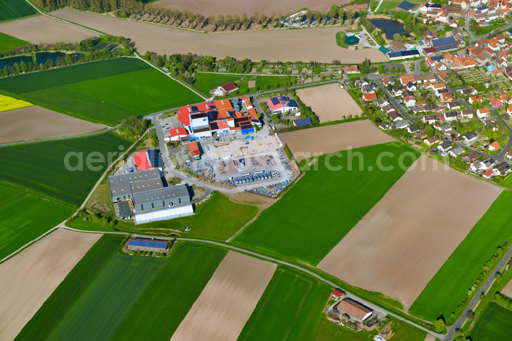 Aerial image Wiesenbronn - Extension - new building - construction site for the new construction of the second production hall on the factory premises of M. Roth GmbH & Co. KG in Wiesenbronn in the state Bavaria, Germany