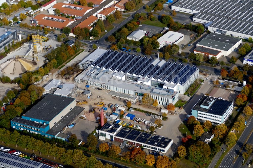 Göttingen from the bird's eye view: Extension - new building - construction site on the factory premises of Sartorius AG in Goettingen in the state Lower Saxony, Germany