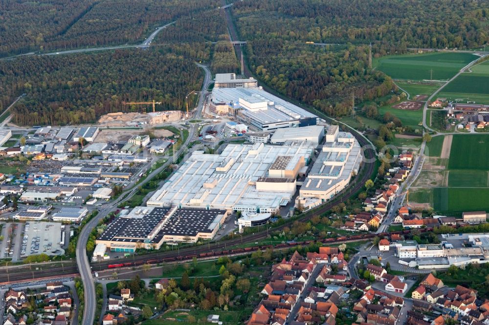 Aerial image Graben-Neudorf - Extension - new building - construction site on the factory premises of SEW-EURODRIVE GmbH & Co KG in Graben-Neudorf in the state Baden-Wurttemberg, Germany