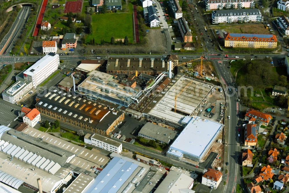 Aerial photograph Aschaffenburg - Extension - new building - construction site on the factory premises of TRW Automotive Safety Systems GmbH on Spessartstrasse in Aschaffenburg in the state Bavaria, Germany