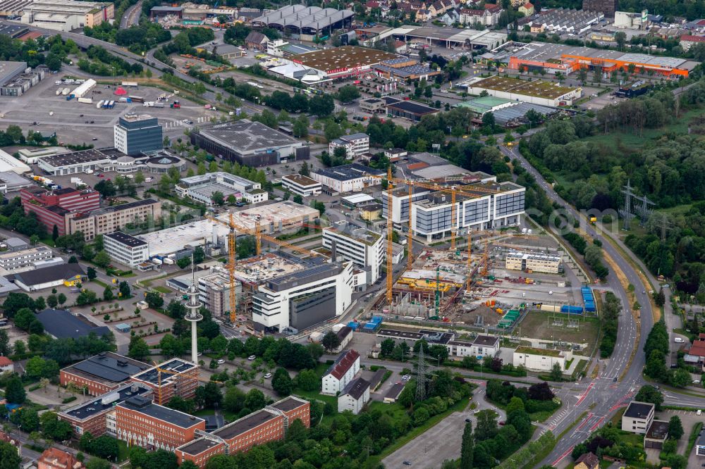 Aerial image Ravensburg - Extension - new building - construction site on the factory premises Vetter Pharma Fertigung GmbH & Co. KG in Ravensburg in the state Baden-Wuerttemberg, Germany