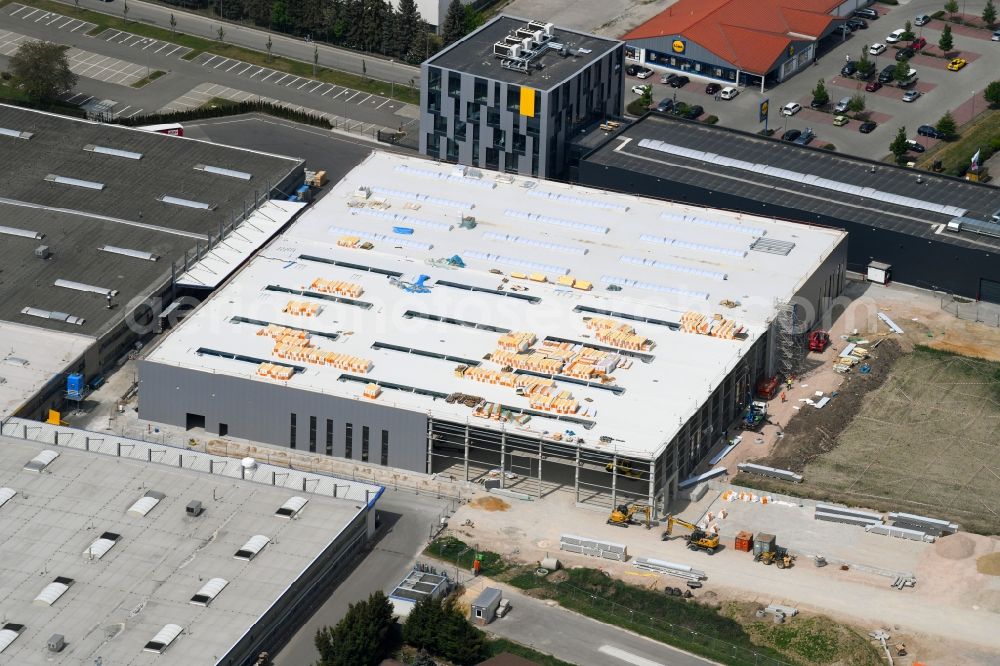 Aerial photograph Reichertshofen - Extension - new building - construction site on the factory premises of Wacker Neuson Produktion GmbH & Co. KG in Reichertshofen in the state Bavaria, Germany