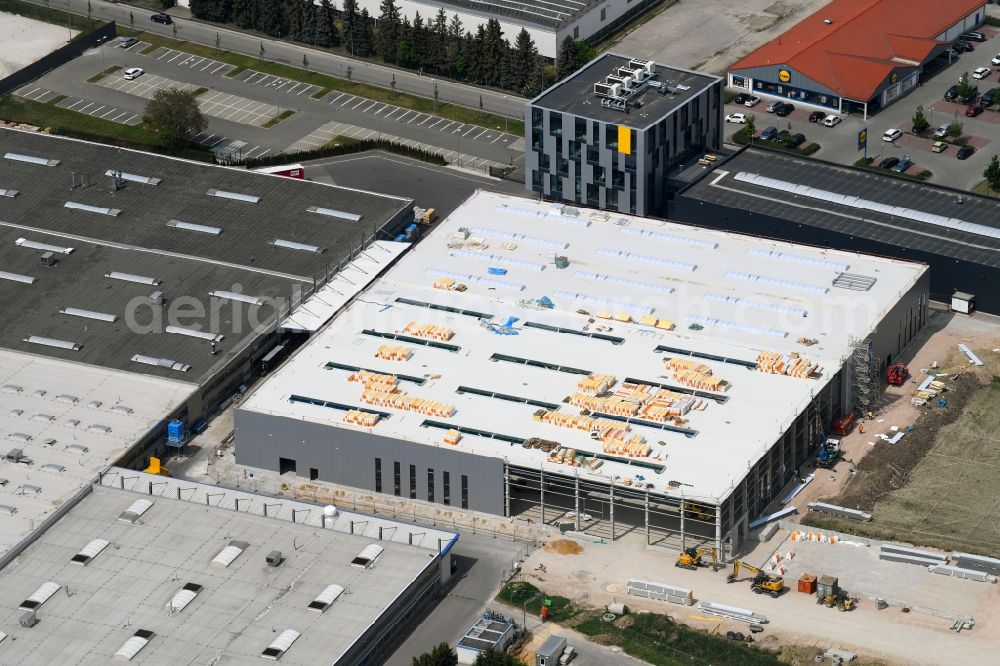 Reichertshofen from above - Extension - new building - construction site on the factory premises of Wacker Neuson Produktion GmbH & Co. KG in Reichertshofen in the state Bavaria, Germany