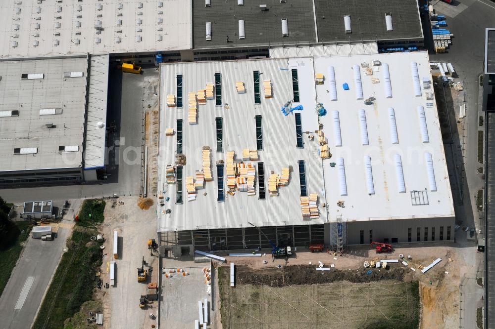 Aerial image Reichertshofen - Extension - new building - construction site on the factory premises of Wacker Neuson Produktion GmbH & Co. KG in Reichertshofen in the state Bavaria, Germany