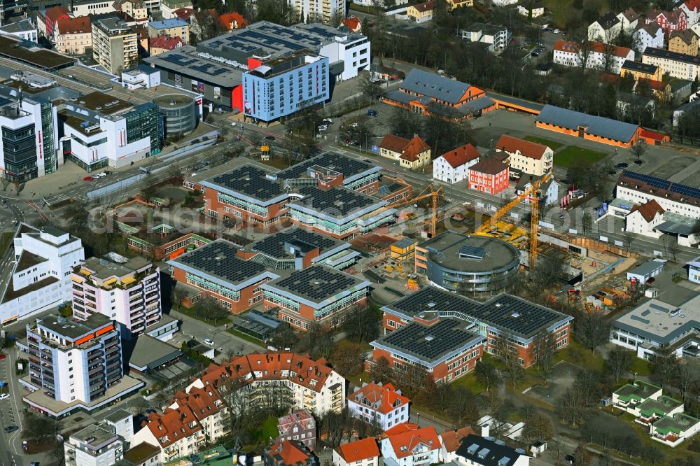 Kempten (Allgäu) from the bird's eye view: Construction site for the expansion of the building complex of the vocational school Vocational and Technical College Kempten on Kottener Strasse in Kempten (Allgaeu) in the state Bavaria, Germany