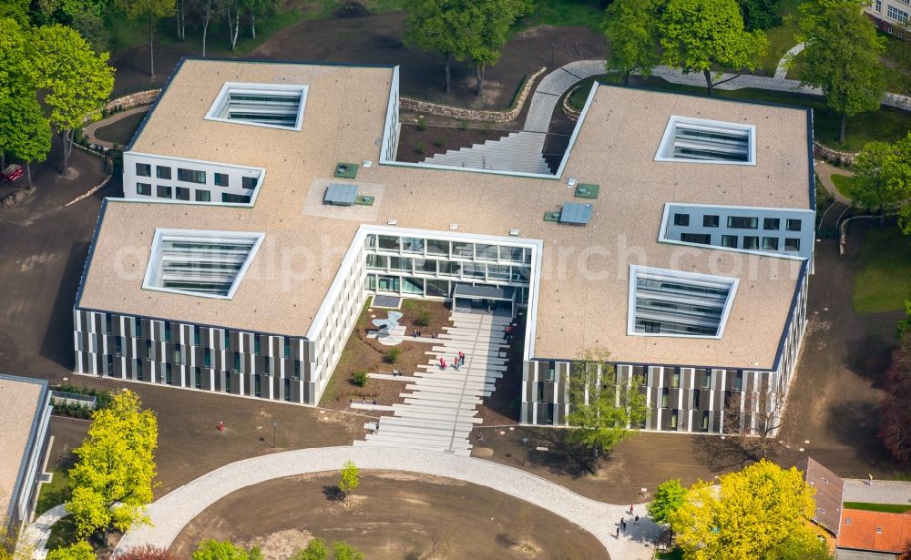 Dortmund from above - New extension to the hospital grounds LWL-Klinik Dortmund fuer Psychiatrie, Psychotherapie und Psychosomatik in the district Aplerbeck in Dortmund in the state North Rhine-Westphalia