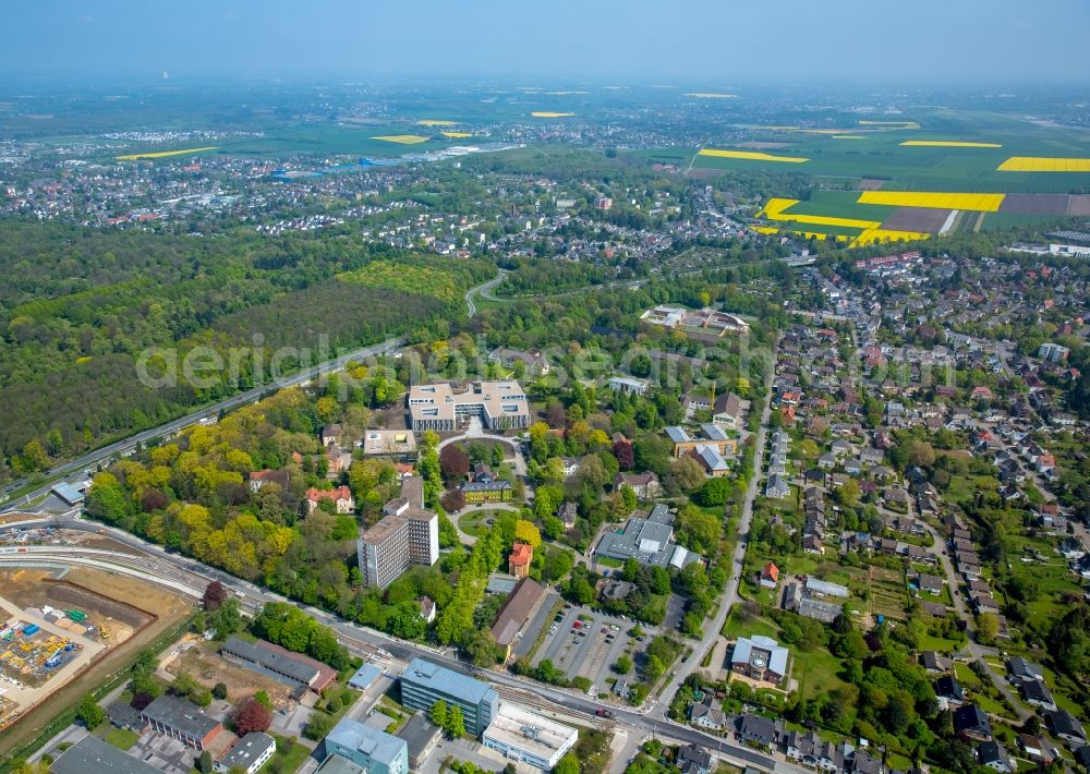 Aerial photograph Dortmund - New extension to the hospital grounds LWL-Klinik Dortmund fuer Psychiatrie, Psychotherapie und Psychosomatik in the district Aplerbeck in Dortmund in the state North Rhine-Westphalia