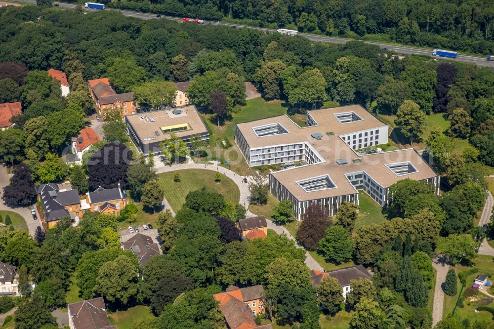 Aerial image Dortmund - New extension to the hospital grounds LWL-Klinik Dortmund fuer Psychiatrie, Psychotherapie und Psychosomatik in the district Aplerbeck in Dortmund in the state North Rhine-Westphalia