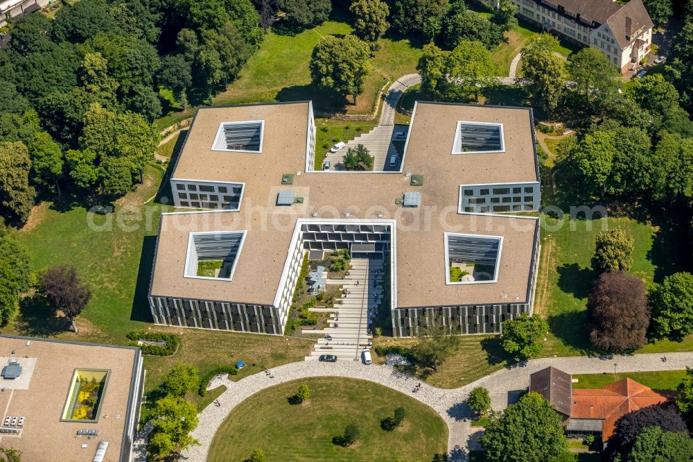 Dortmund from above - New extension to the hospital grounds LWL-Klinik Dortmund fuer Psychiatrie, Psychotherapie und Psychosomatik in the district Aplerbeck in Dortmund in the state North Rhine-Westphalia