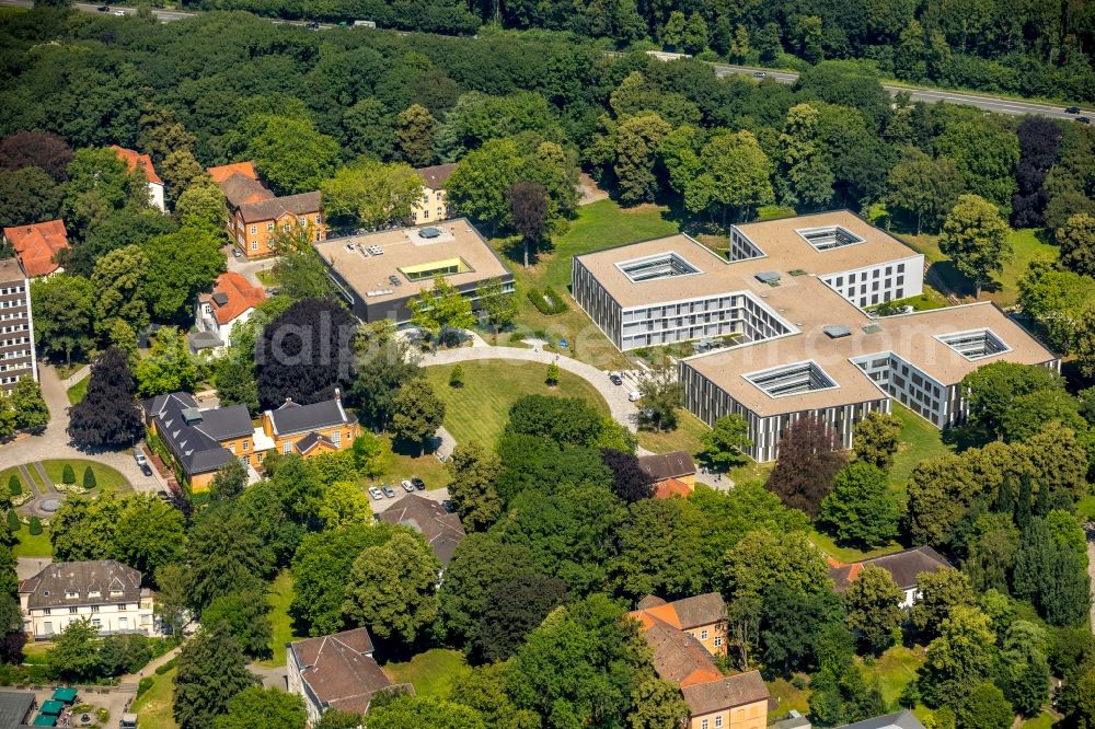 Aerial image Dortmund - New extension to the hospital grounds LWL-Klinik Dortmund fuer Psychiatrie, Psychotherapie und Psychosomatik in the district Aplerbeck in Dortmund in the state North Rhine-Westphalia