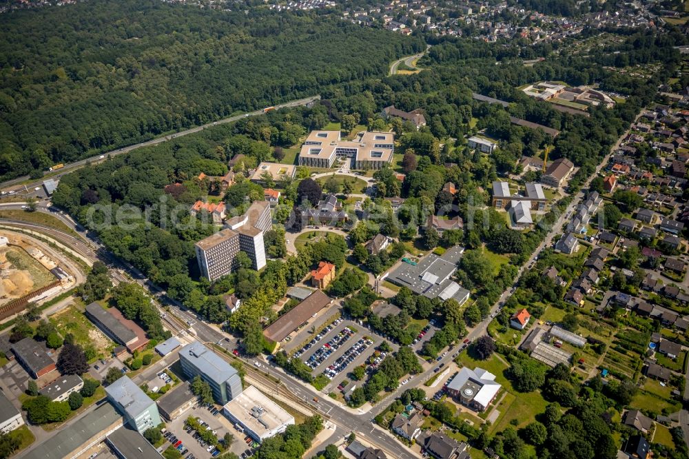 Dortmund from above - New extension to the hospital grounds LWL-Klinik Dortmund fuer Psychiatrie, Psychotherapie und Psychosomatik in the district Aplerbeck in Dortmund in the state North Rhine-Westphalia